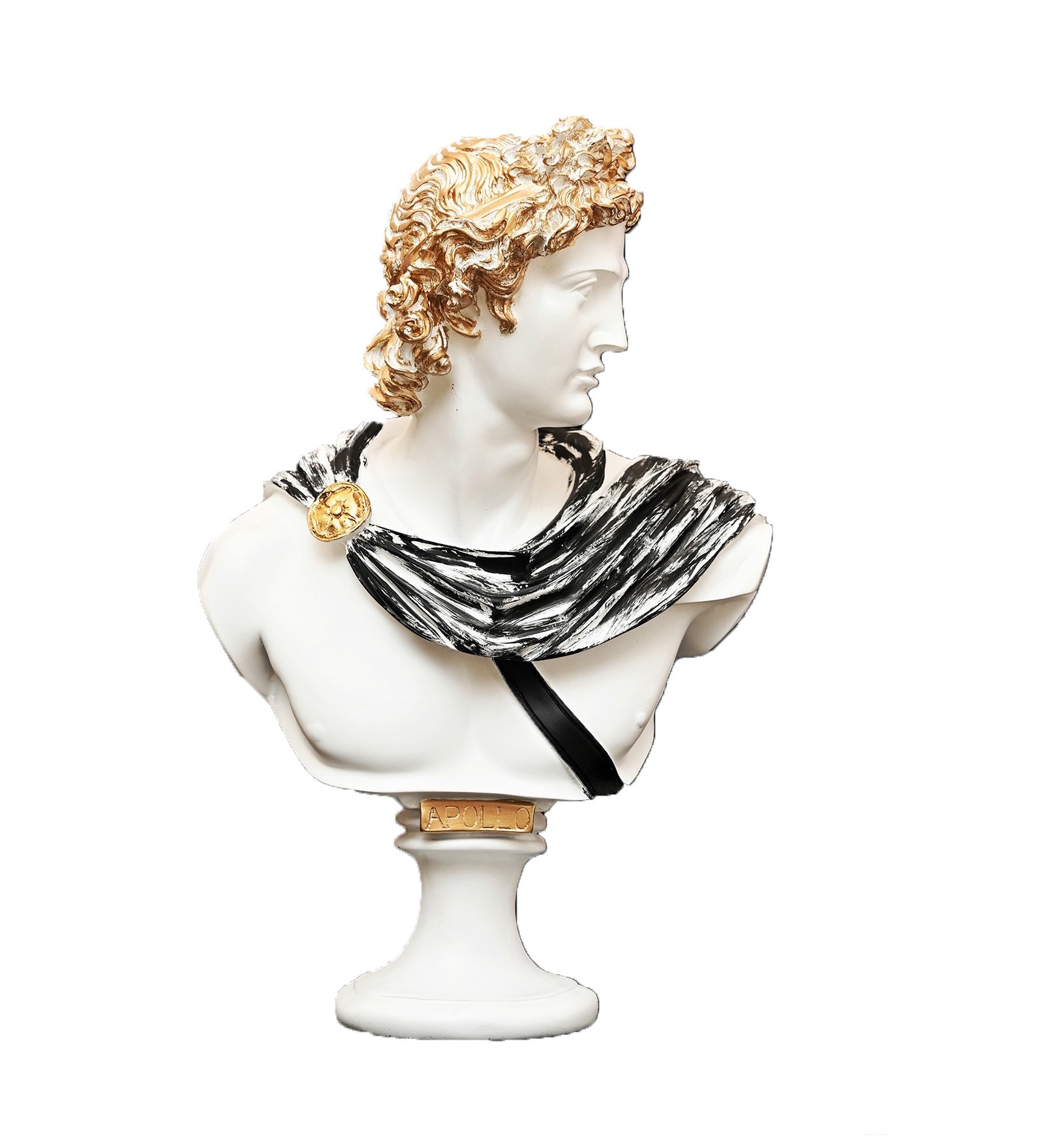 Greek Apollo Bust White Resin Figurine